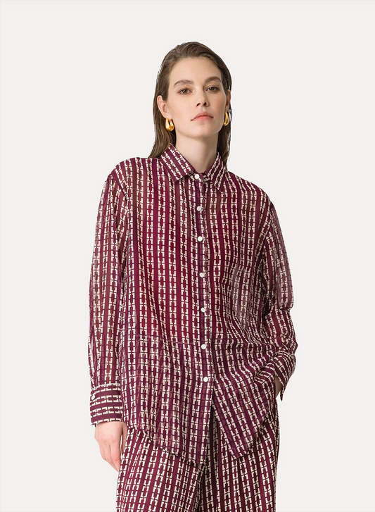 ChaOnette Print Voile Oversized Shirt