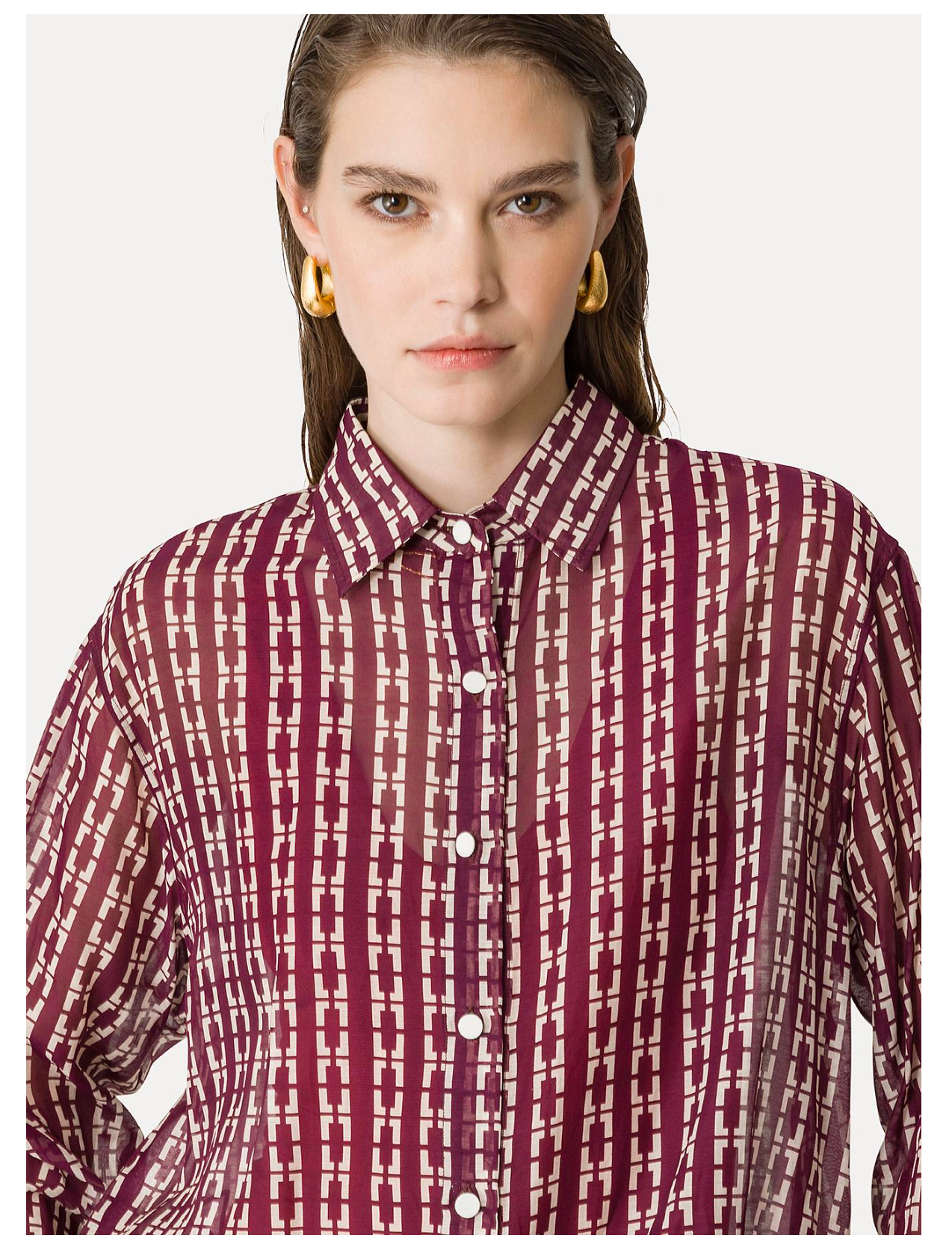ChaOnette Print Voile Oversized Shirt