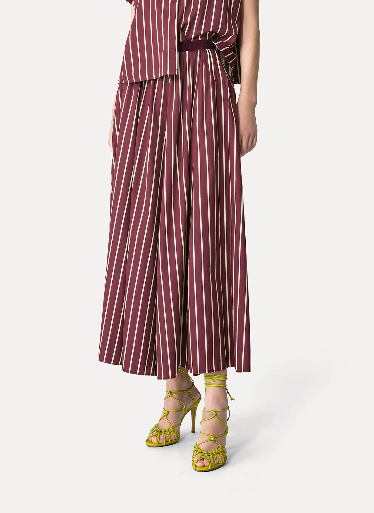 Satin Stripe Long Skirt