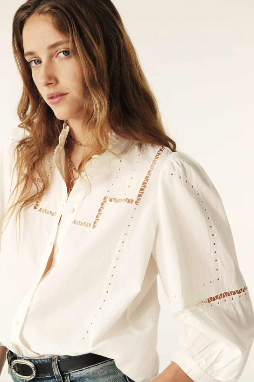 ba&sh TAMIE openwork lace shirt