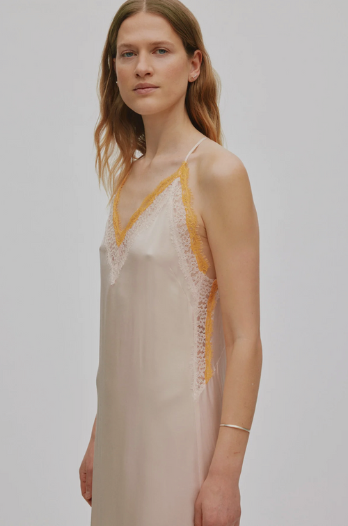 CHEFIRA Contrast lace camisole dress I Light rose