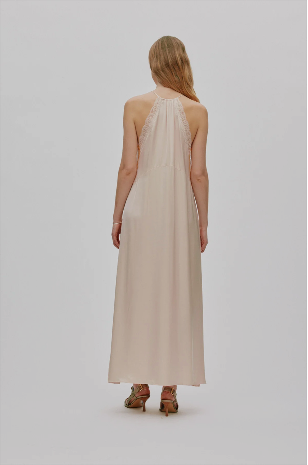CHEFIRA Contrast lace camisole dress I Light rose