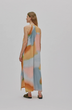 MALAIA Water color button front dress I Sunset combo