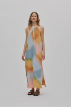 MALAIA Water color button front dress I Sunset combo