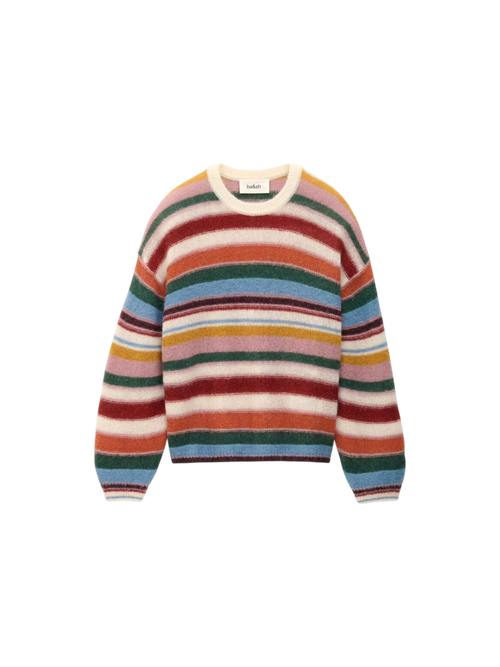 Multicolored striped sweater on a white background,serena jumper ba&sh