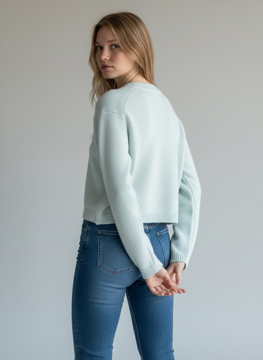 Pullover  Short round-neck sweater in wool and cashmere