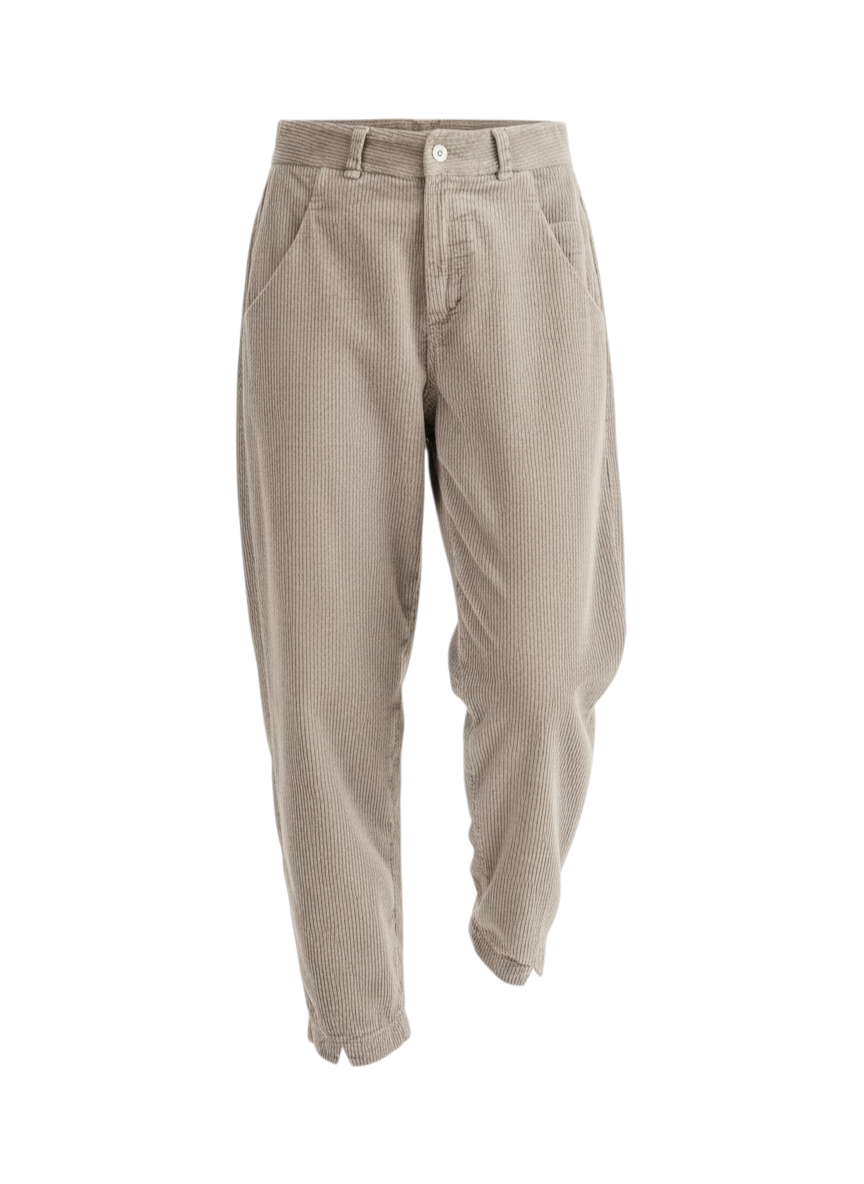 Trousers in viscose and stretch cotton corduroy