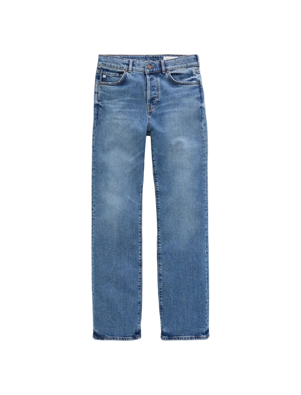 Blue jeans on a light gray background
