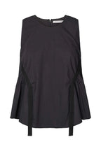 Black sleeveless top on a white background