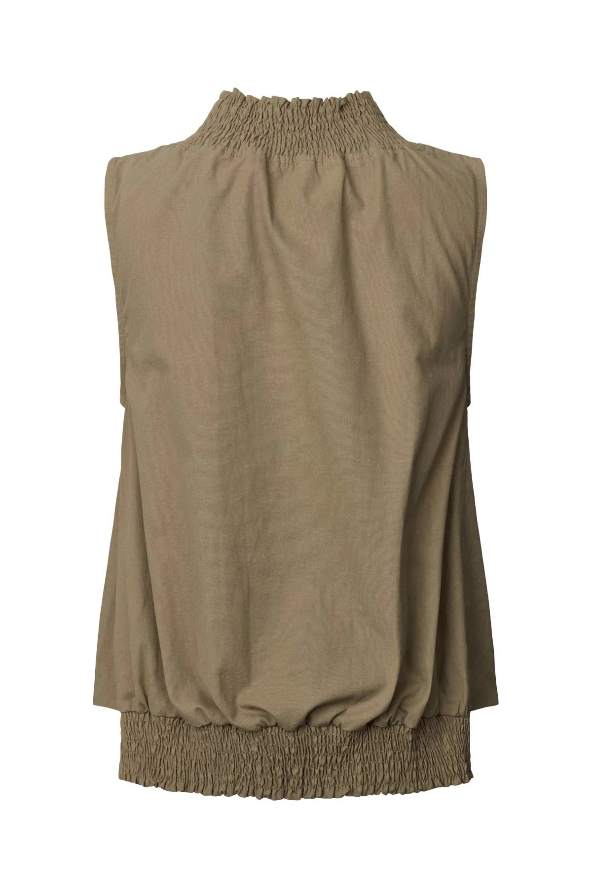 Brown sleeveless top on a white background
