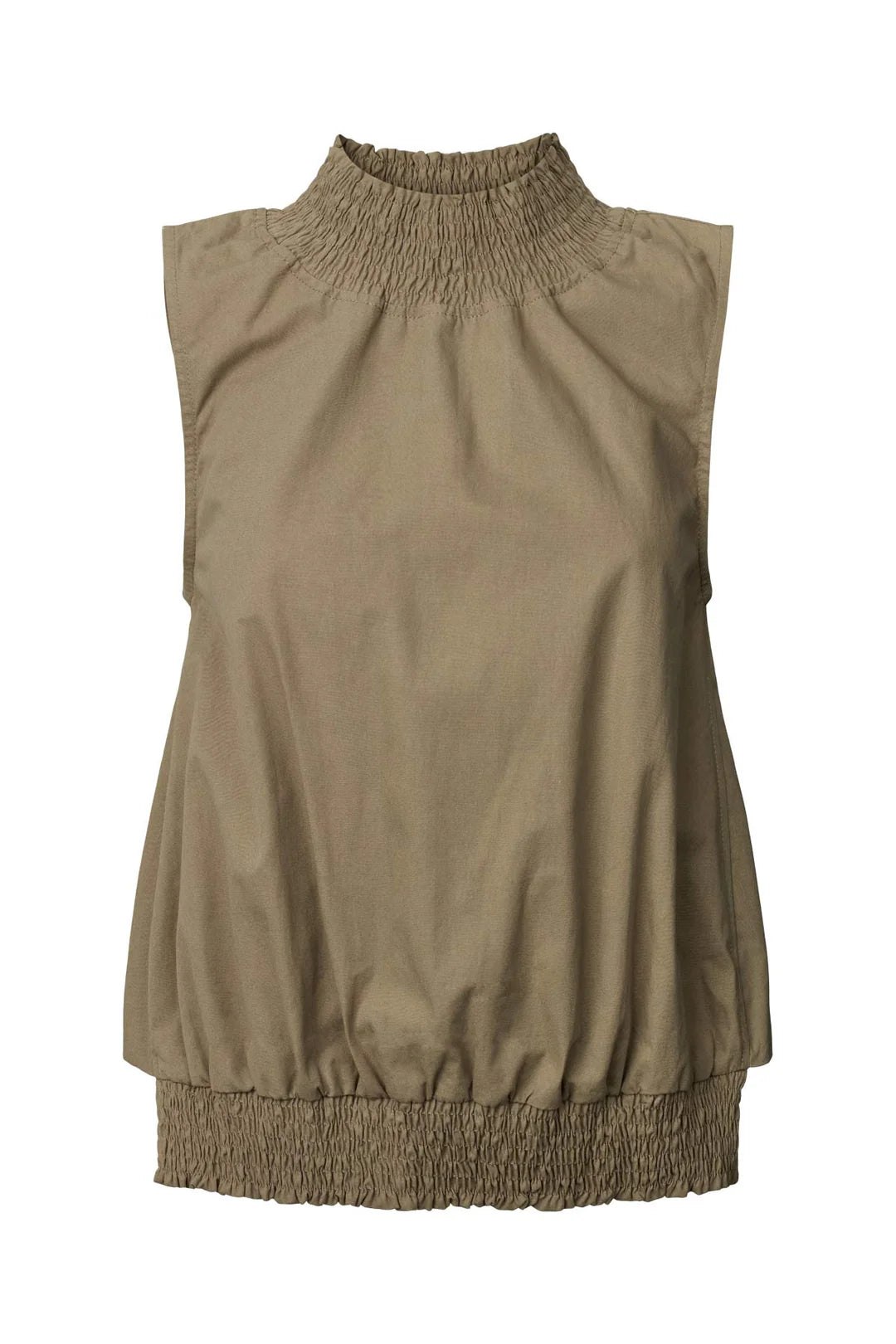 Khaki sleeveless top on a white background