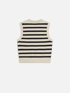 Striped sleeveless sweater vest on a white background