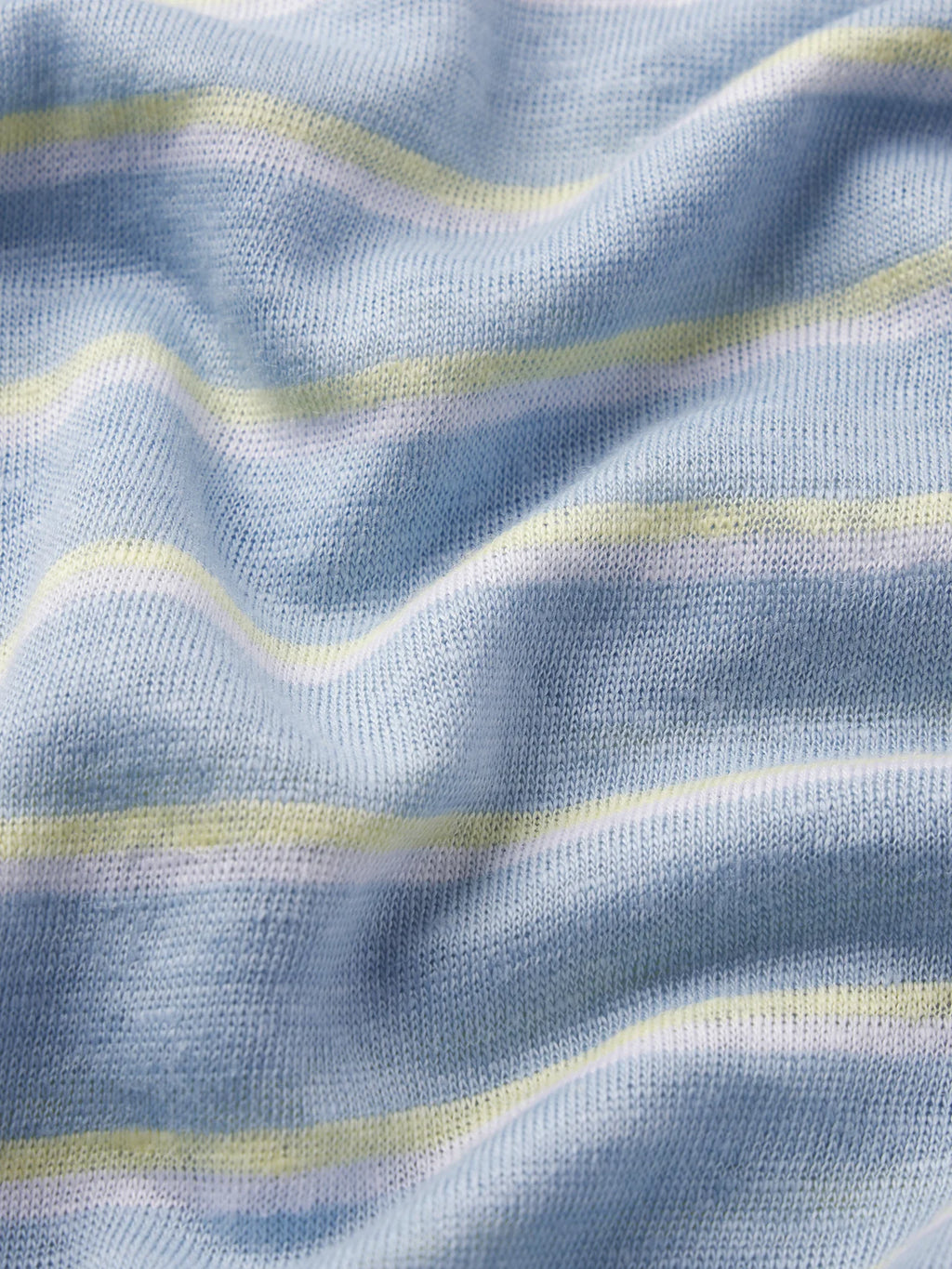 Close-up of blue fabric with yellow stripes