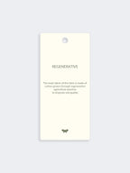 White tag with text on a light gray background