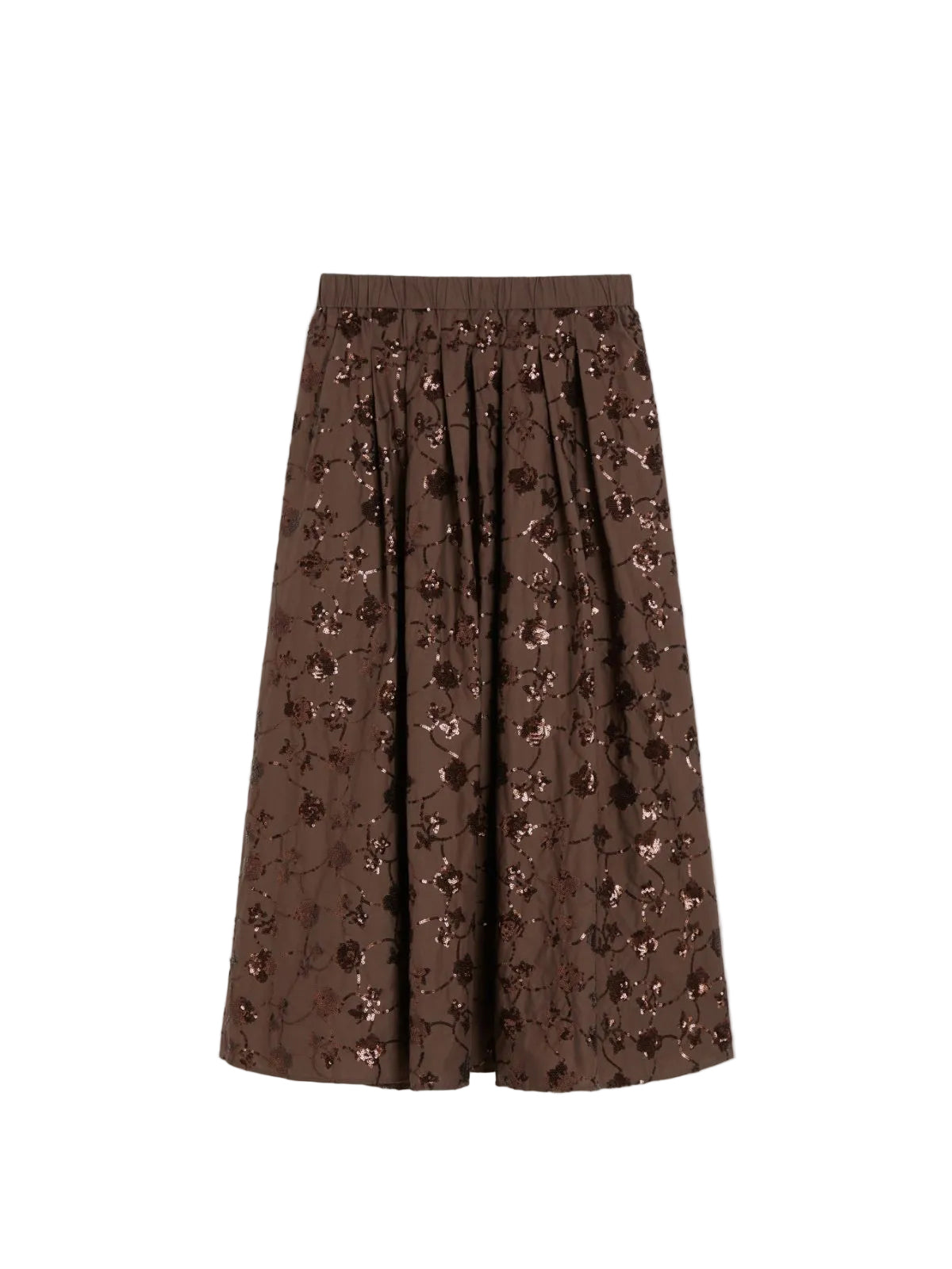 Brown floral skirt on a white background