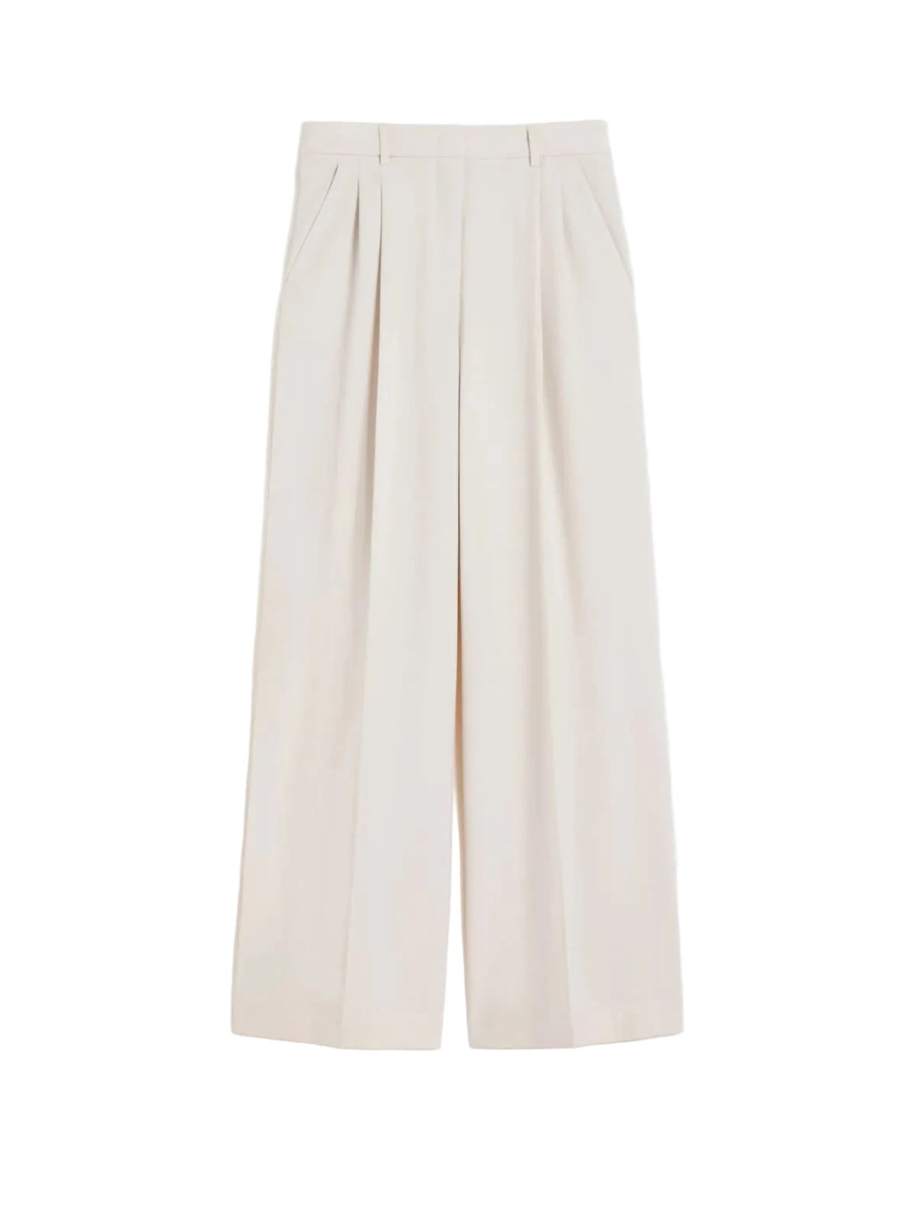 Beige wide-leg pants on a white background