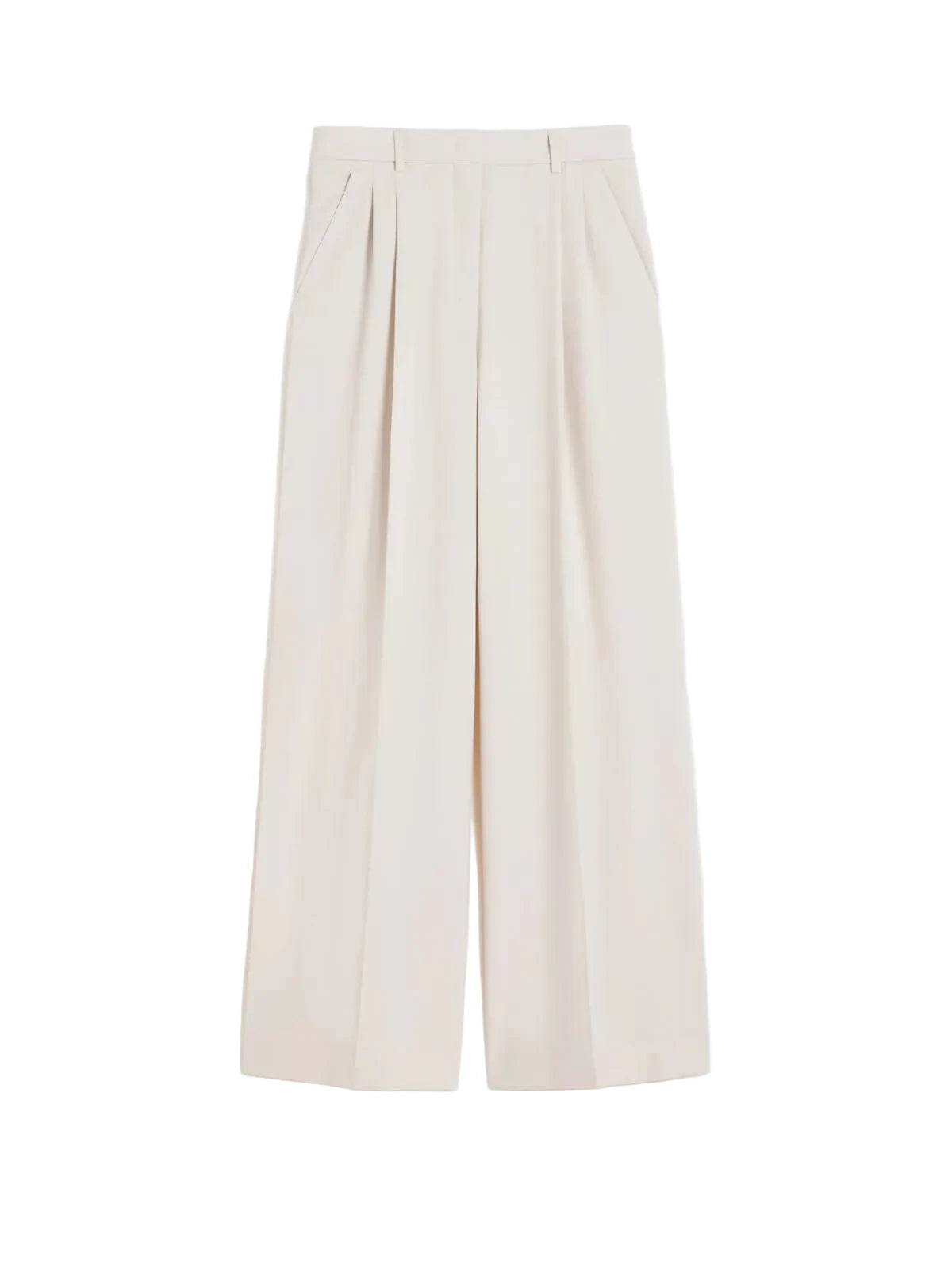 Beige wide-leg pants on a white background