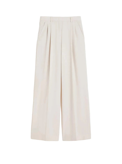 Beige wide-leg pants on a white background