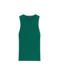 Green sleeveless dress on a white background