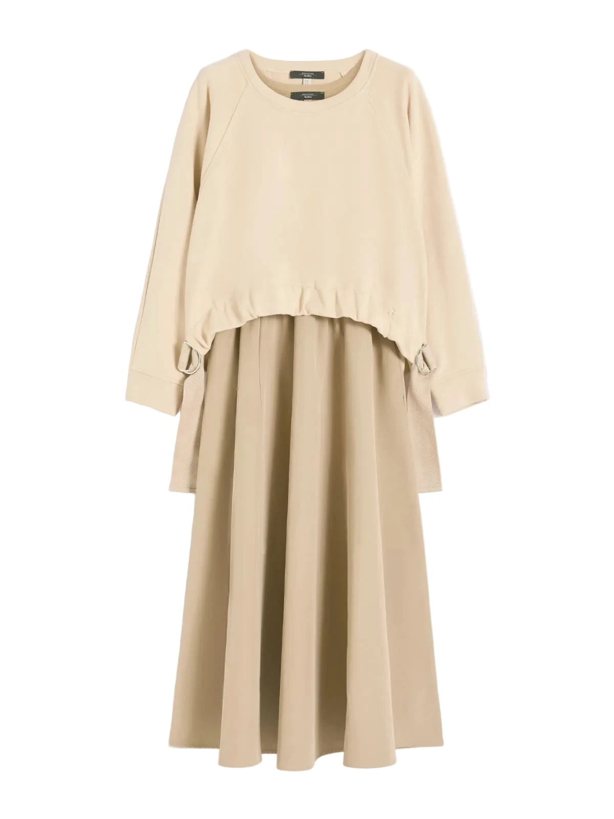 Beige dress with long sleeves on a white background