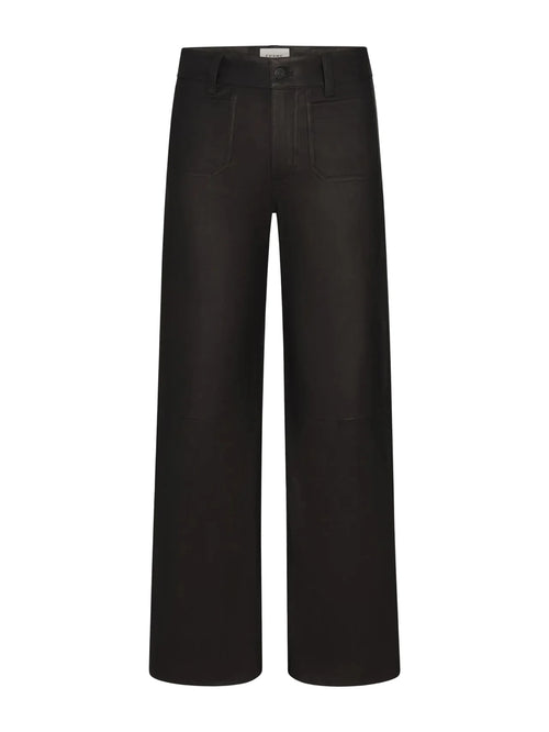 Black pants on a white background FRAME LEATHER LE SLIM PALAZZO