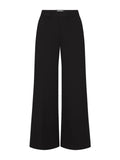 Black wide-leg cropped trousers shown flat against a light gray background.