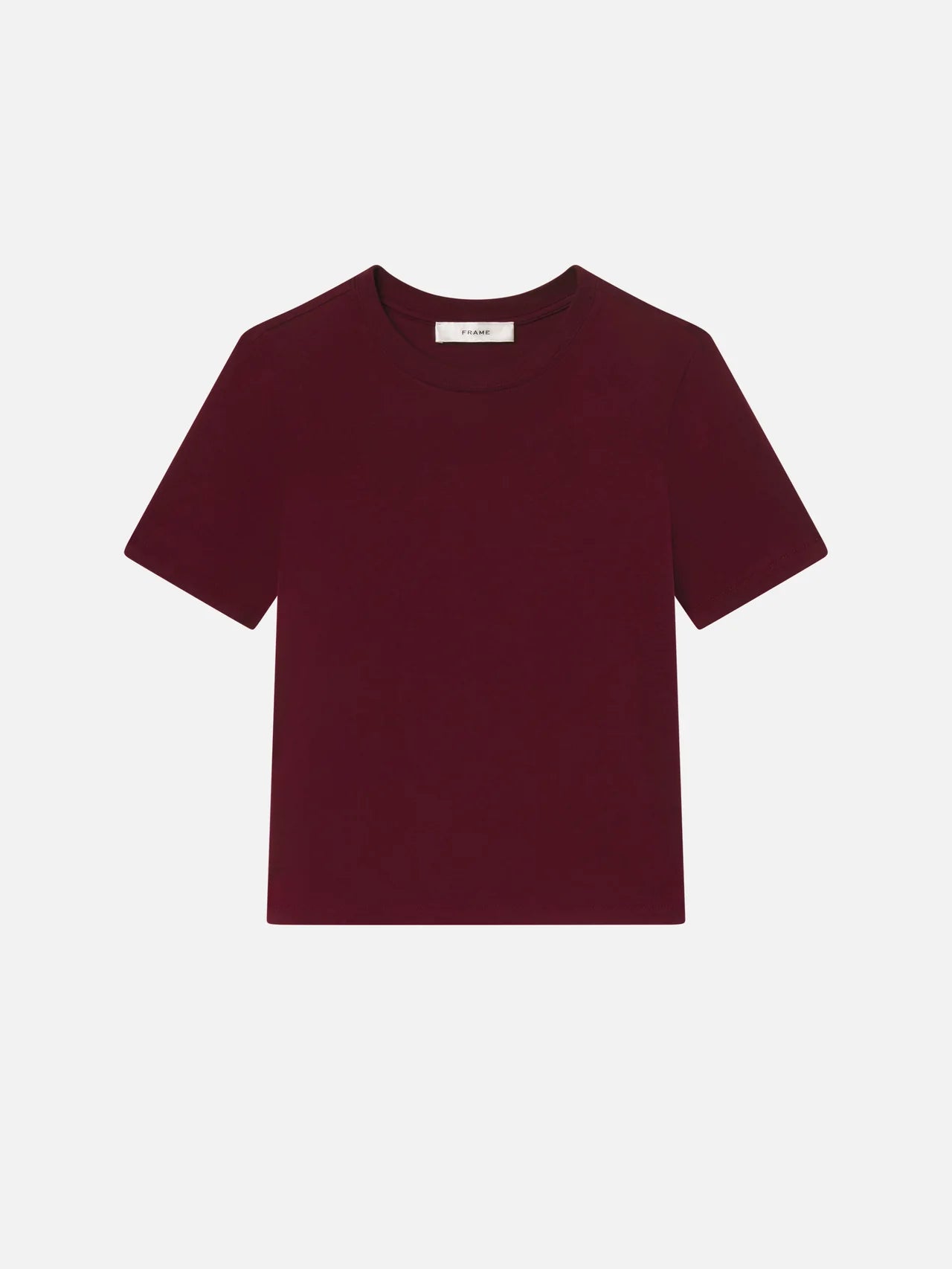 Maroon t-shirt on a light gray background