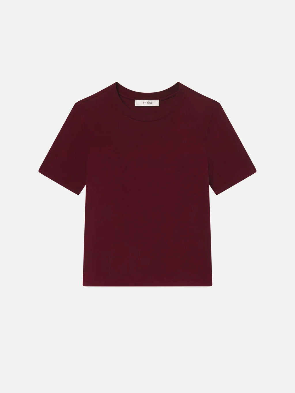 Maroon t-shirt on a light gray background