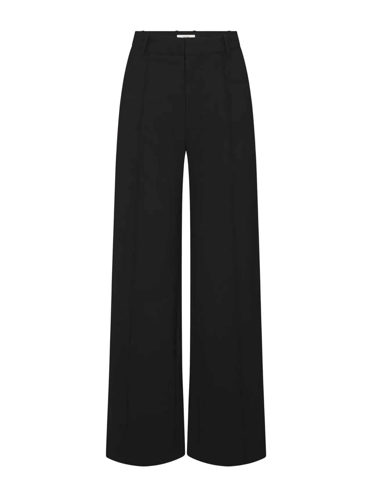 Black wide-leg pants on a white background