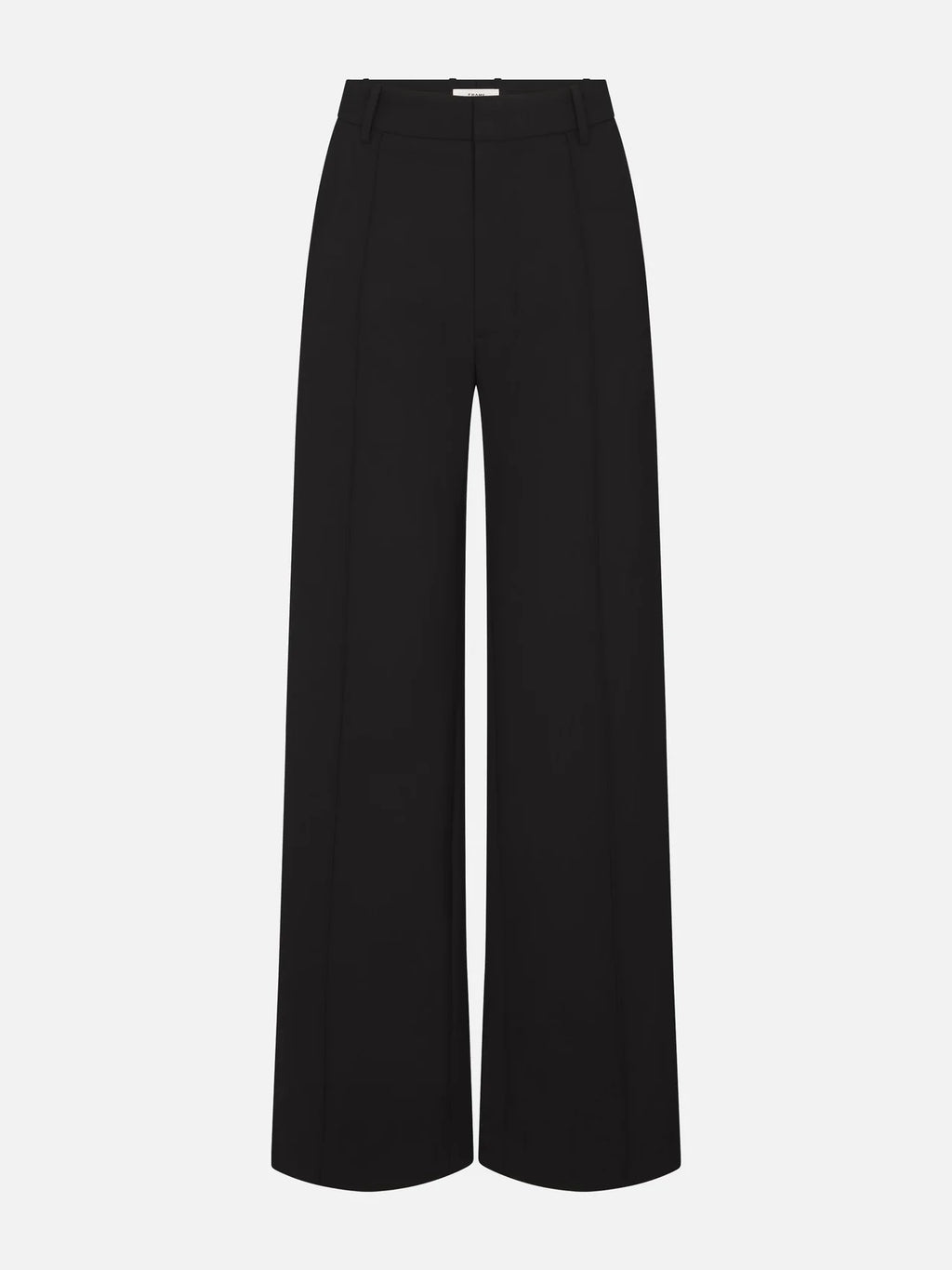 Black wide-leg pants on a white background