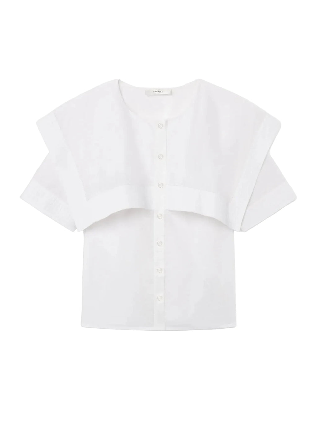FRAME THE SLEEK CAPE White blouse with short sleeves on a white background
