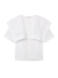 FRAME THE SLEEK CAPE White blouse with short sleeves on a white background