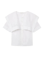 FRAME THE SLEEK CAPE White blouse with short sleeves on a white background