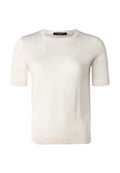 White t-shirt on a white background.weekend Max Mara agro knit silk and wool knit 