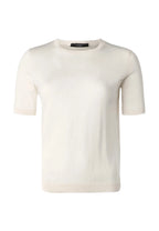 White t-shirt on a white background.weekend Max Mara agro knit silk and wool knit 