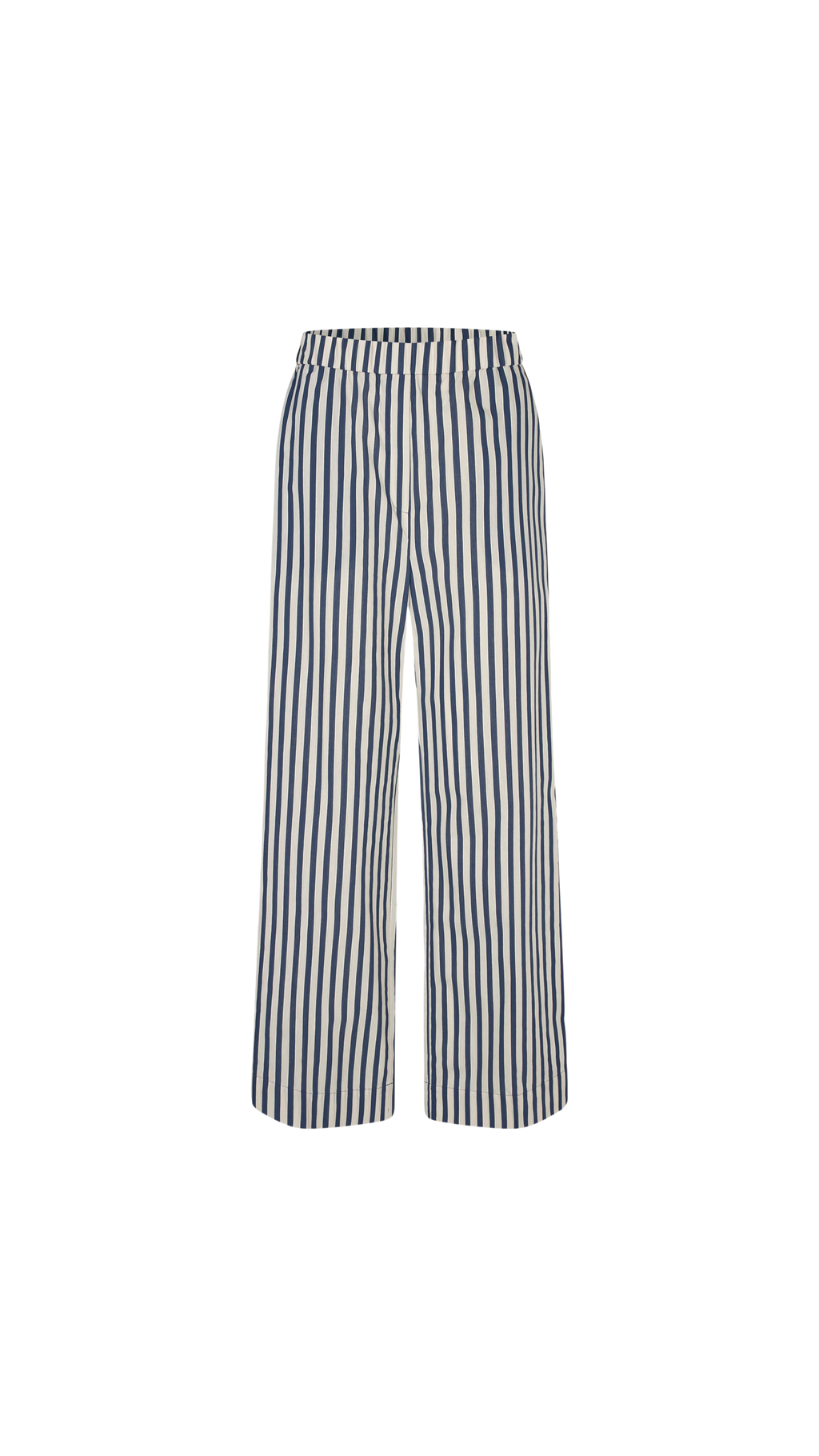 Blue and white striped pants on a white background