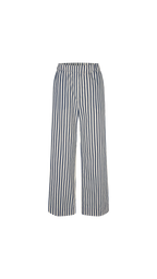 Blue and white striped pants on a white background