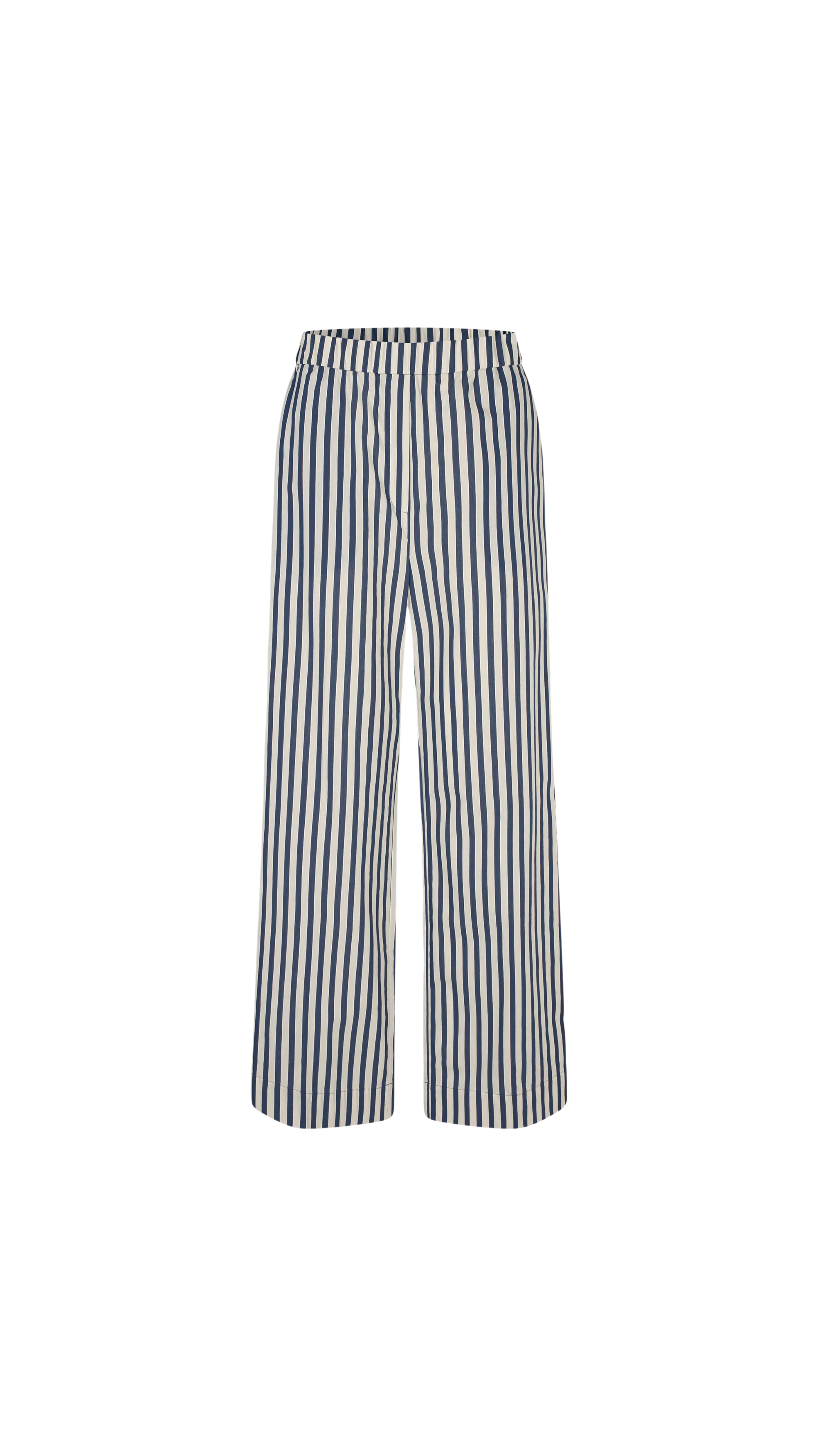 Blue and white striped pants on a white background