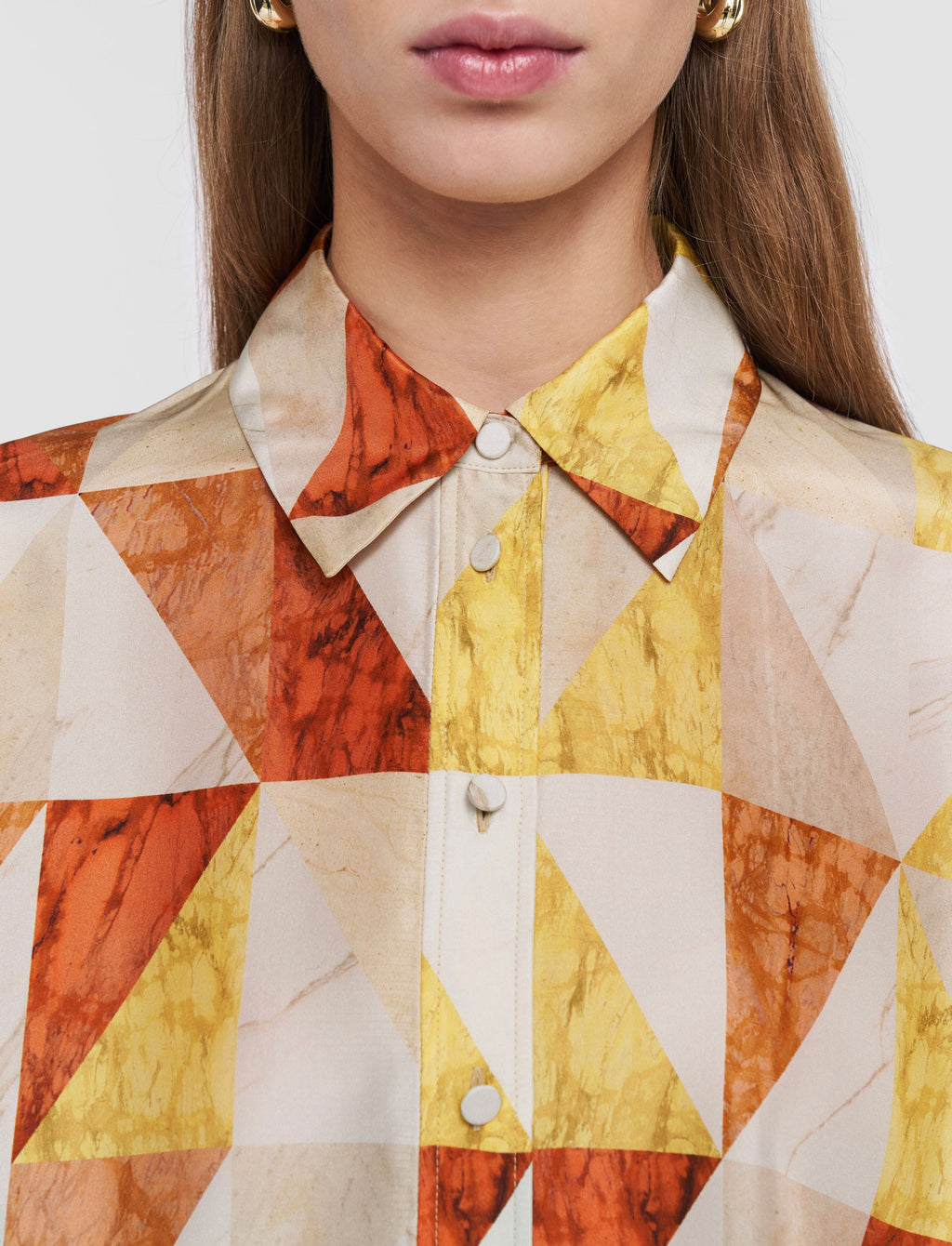 Arcole Marble Print Silk Blouse