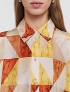 Arcole Marble Print Silk Blouse
