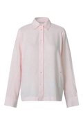 A light pink long-sleeve button-up shirt with a pointed collar, shown on a plain white background.