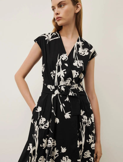 Marella - Taxi Wrap-Dress in Black Floral