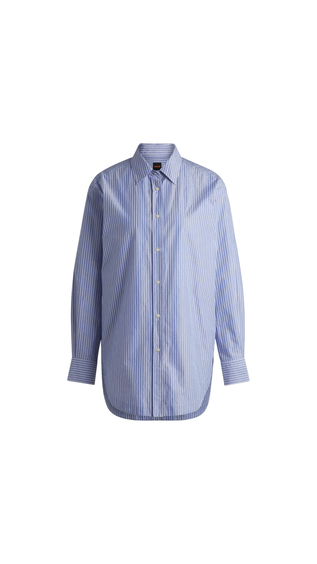 Blue striped shirt on a white background