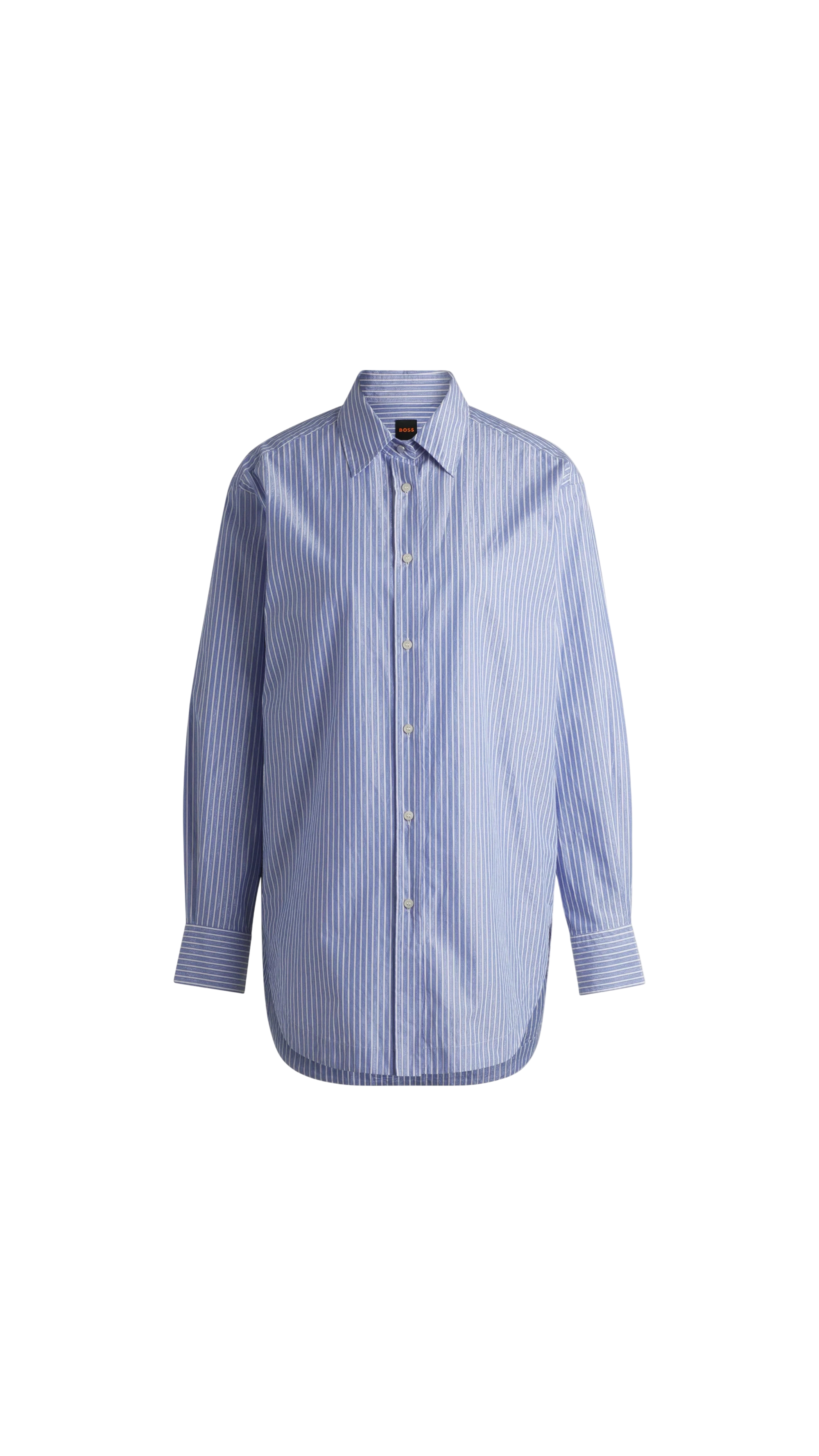 Blue striped shirt on a white background