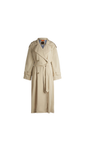 Beige trench coat on a white background
