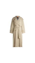 Beige trench coat on a white background