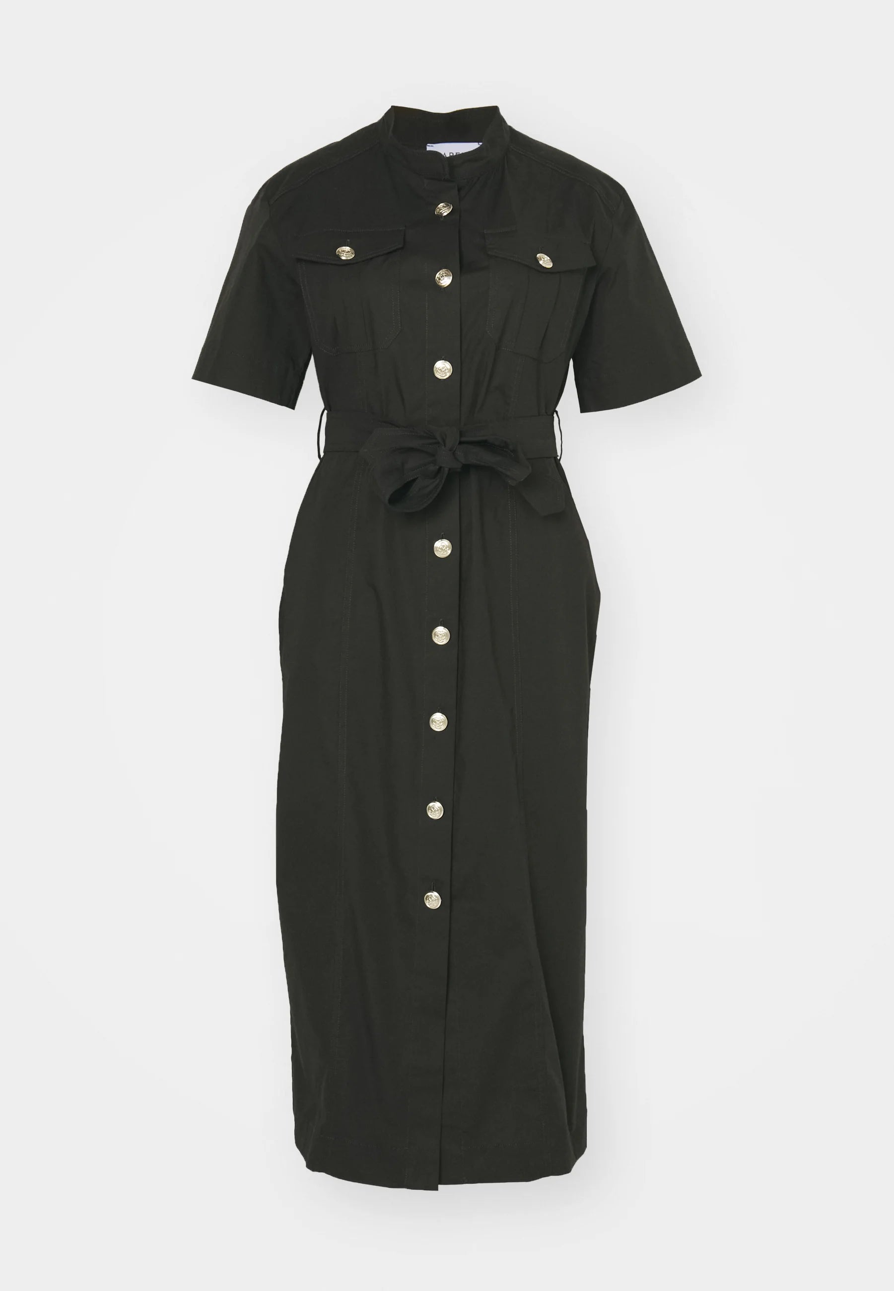  Marella black shirt dress with a collared neckline and button-up front,