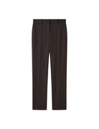 Dark brown pants on a light gray background