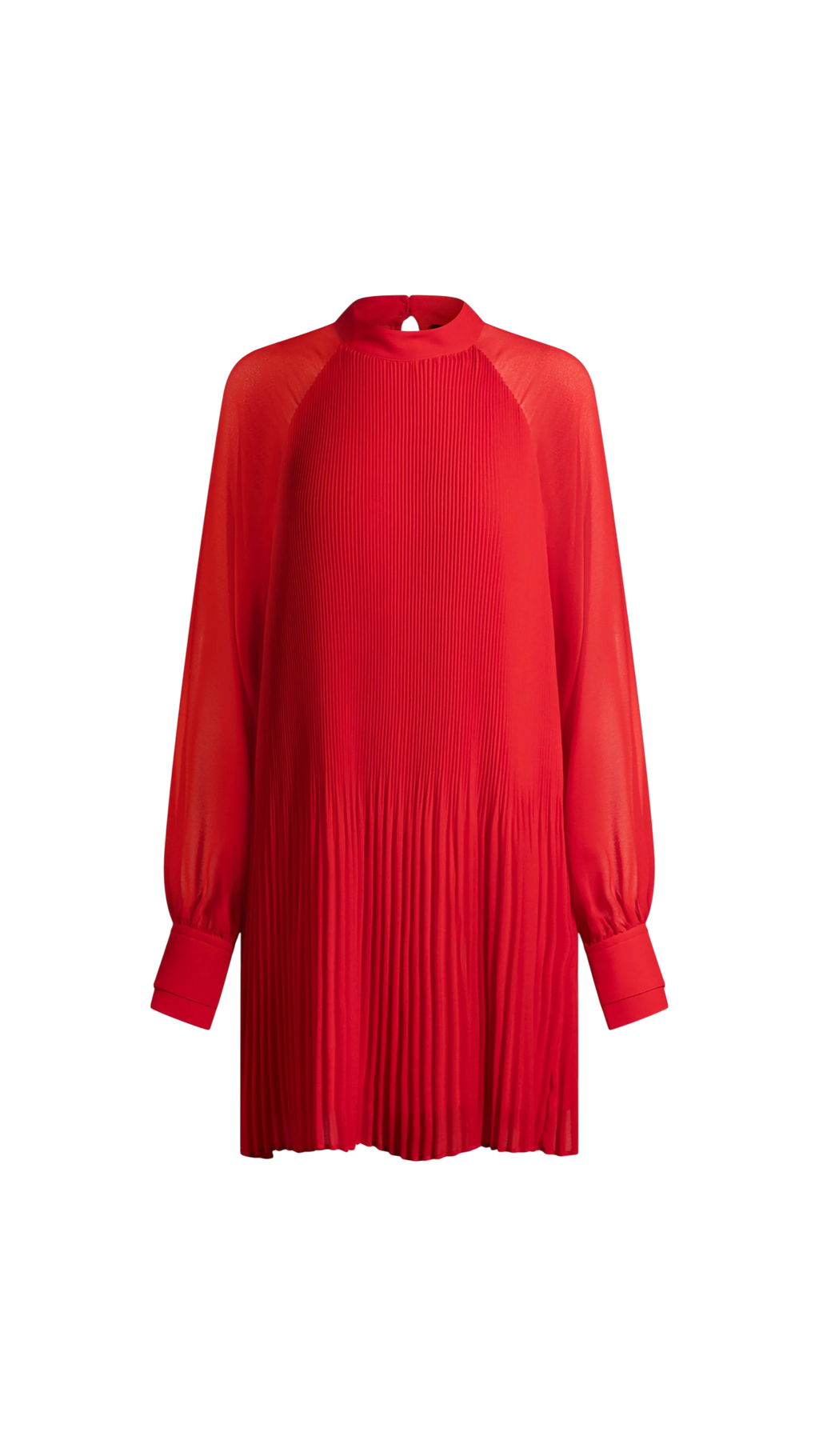 Red pleated dress on a white background
