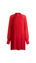 Red pleated dress on a white background